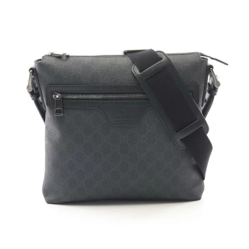 Gucci GG Supreme Shoulder Bag Canvas Leather Black